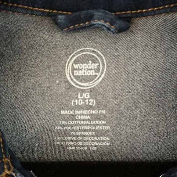 Wonder Nation, Fashion Stretch Denim Jacket with Patchwork Size L/G (10-12) - Picture 10 of 10